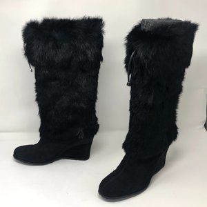 Cole Haan Knee High Branwen Rabbit Fur Boots